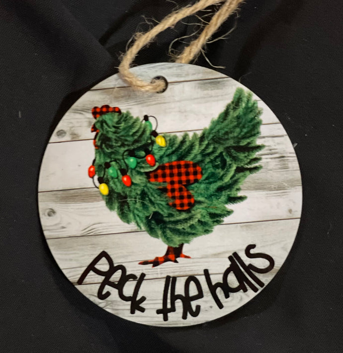 Peck the Halls | christmas | Ornaments | chicken