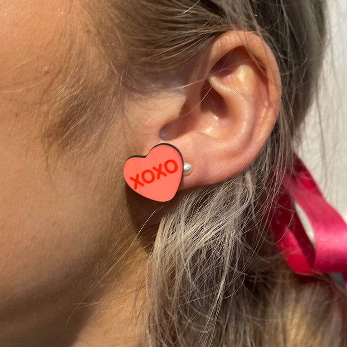 XOXO | Conversation Heart | Valentines | heart | earrings