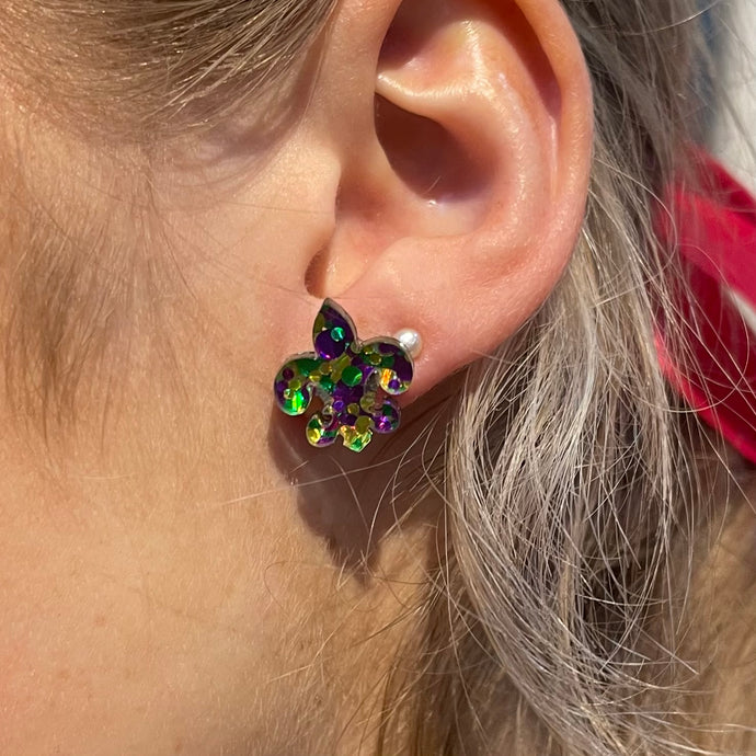 Glitter Fleur de lis | Mardi Gras | Louisiana | earrings