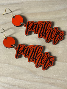 Panthers | black | red | dangles | mascot