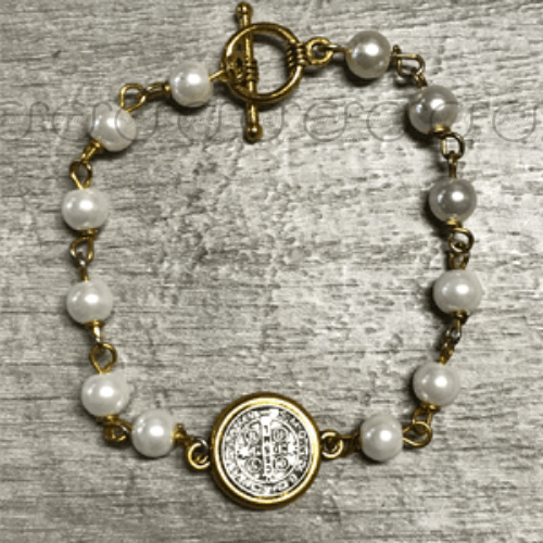 St. Benedict Pearl Wire Wrapped Bracelet - Original Stiles