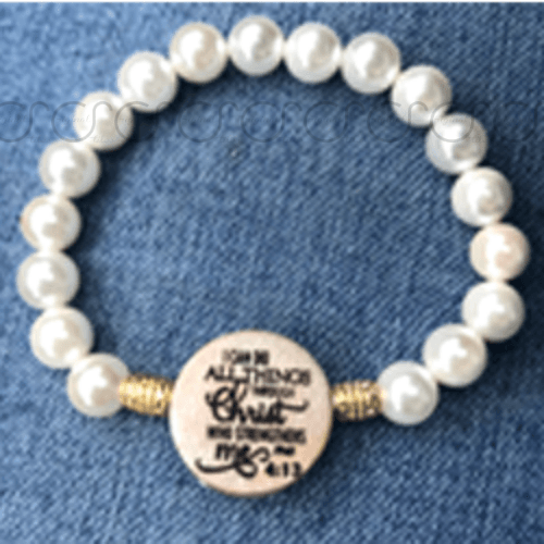 Pearl Bracelet, I Can Do All Things Through Christ, Phil 4:13 - Original Stiles