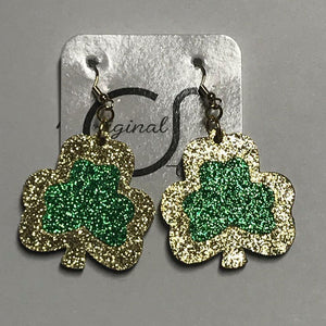 Gold And Green Shamrock Earrings - Original Stiles