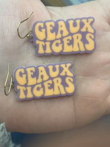 Geaux Tigers | purple | gold | dangles