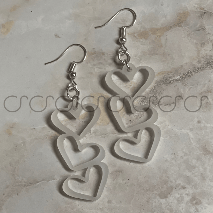 White Valentine Heart earrings style 2 - Original Stiles