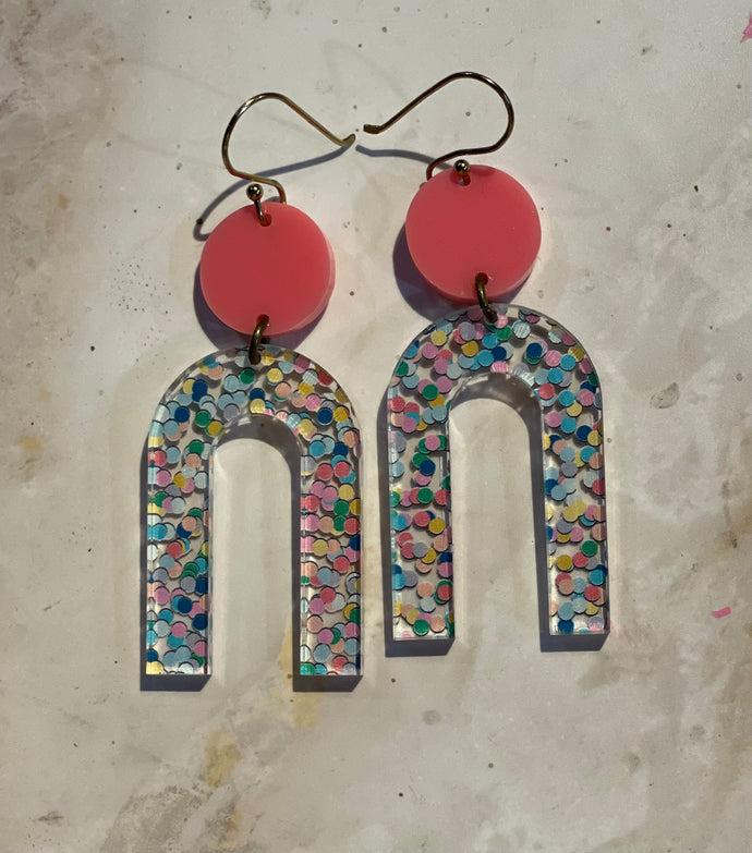 Rainbow confetti earrings