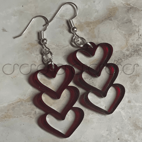Red Valentine Heart earrings style 1 - Original Stiles