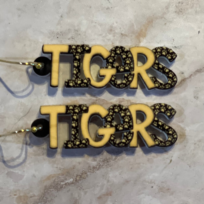 Tiger | mascot | black and gold | earrings