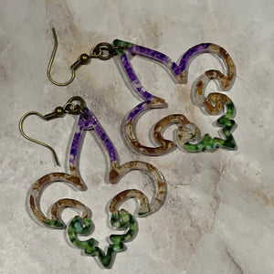 Mardi Gras Glitter Acrylic Fleur de lis earrings - Original Stiles