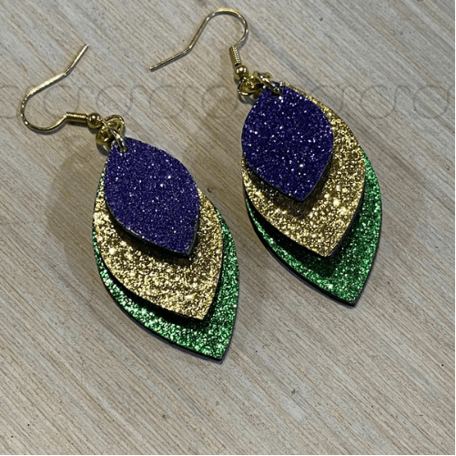 Glitter Mardi Gras Earrings - Original Stiles