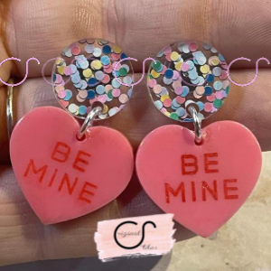 Valentine conversation heart and confetti stud earrings