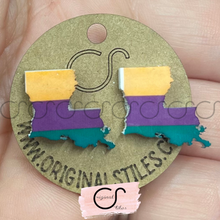 Load image into Gallery viewer, Mardi Gras Louisiana Earrings | Mardi Gras | Louisiana | crawfish
