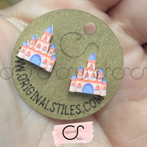Purple and Pink castle studs | studs | princess | castle