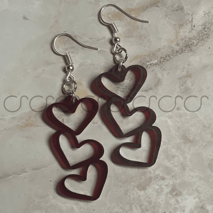 Red Valentine Heart earrings style 2 - Original Stiles
