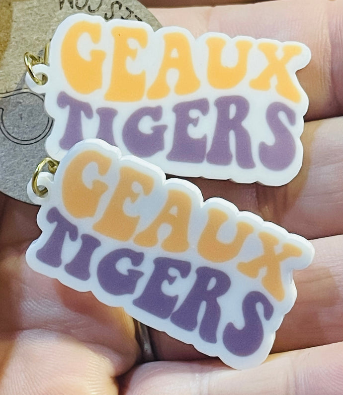 Geaux Tigers | purple | gold | dangles